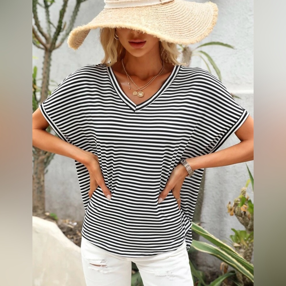 Striped v-neck shirt
